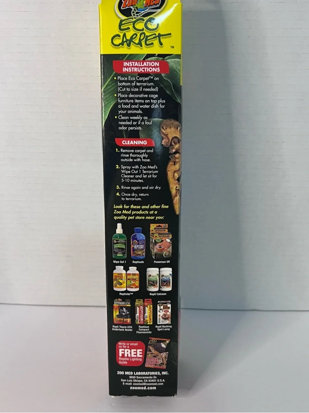 Zoo Med Eco Carpet Green Reptile Terrarium Carpet 29 gal, 12in x 30in New In Box